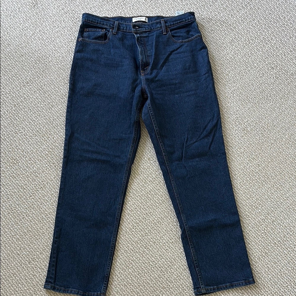 Abercrombie & Fitch Blue Straight Jeans with Deep Indigo Finish